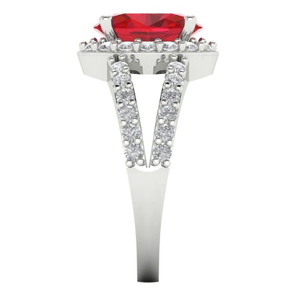 2.6 cttw Simulated Pink Tourmaline Solitaire with Zirconia Simulated Diamond Accents Engagement Ring - Solid Gold (Oval Cut,9x7mm)