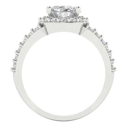 2.6 cttw White Sapphire Solitaire with Zirconia Simulated Diamond Accents Engagement Ring - Solid White Gold (VVS1, Oval Cut,9x7mm)