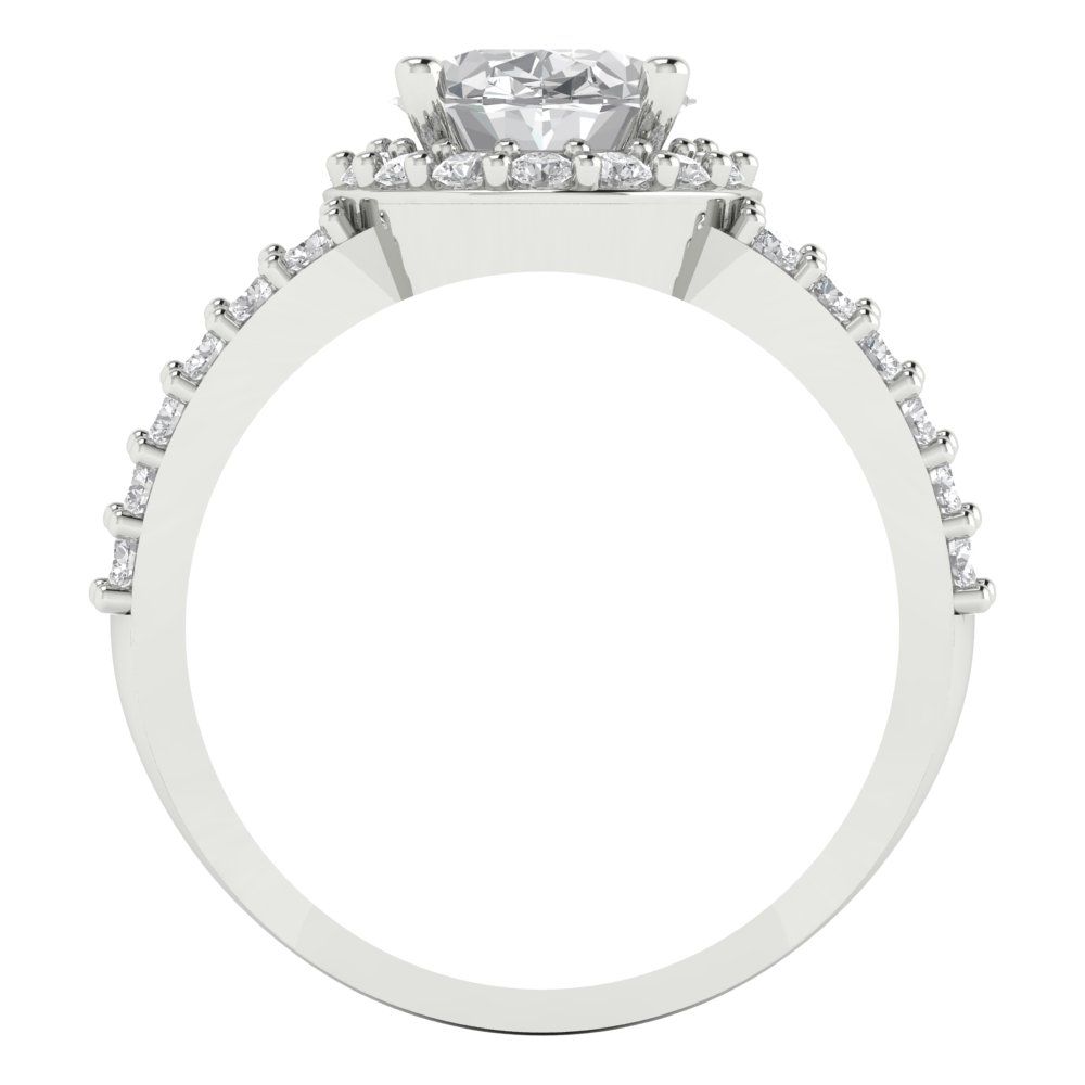 2.6 cttw Zirconia Simulated Diamond Solitaire with Zirconia Simulated Diamond Accents Engagement Ring - Solid Gold (VVS1, Oval Cut,9x7mm)