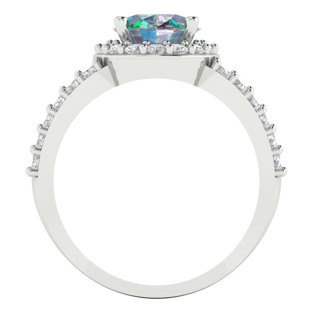 2.6 cttw Blue Moissanite Solitaire with Zirconia Simulated Diamond Accents Engagement Ring - Solid Gold (Oval Cut,9x7mm)