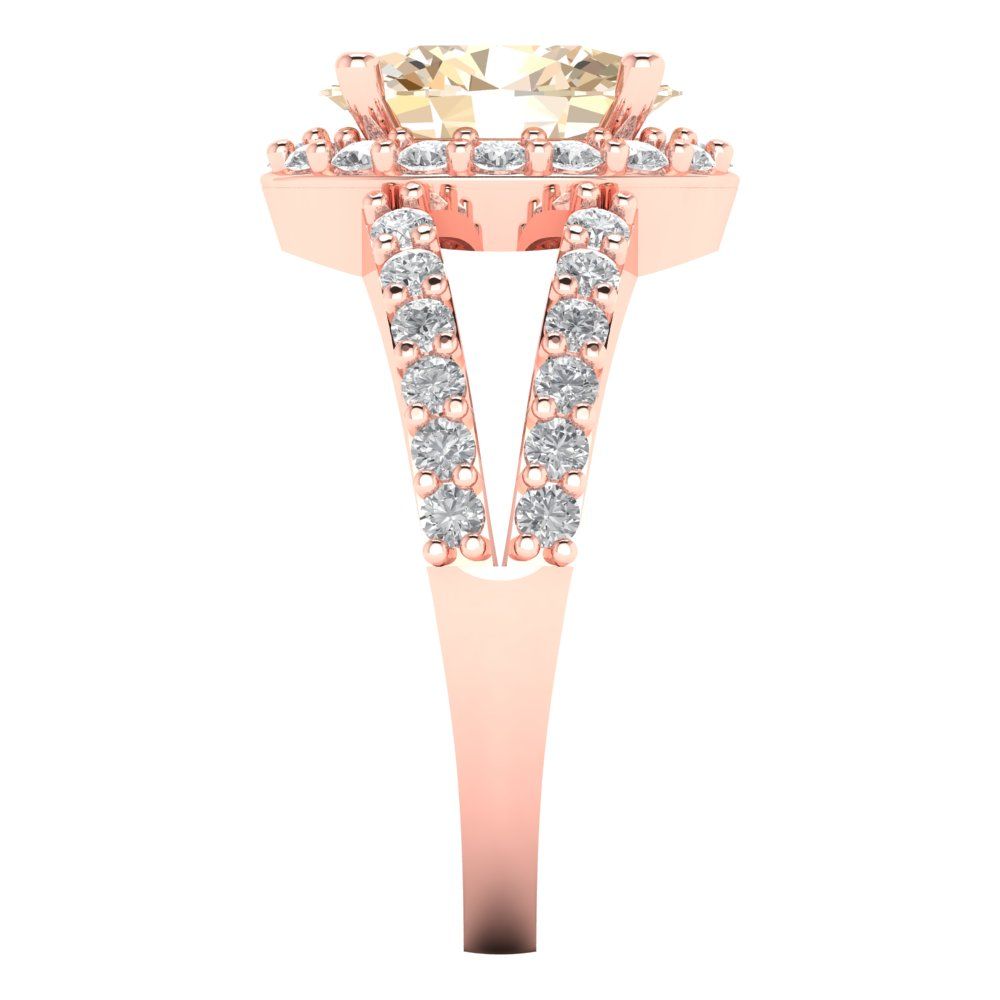 2.6 cttw Natural Morganite Solitaire with Zirconia Simulated Diamond Accents Engagement Ring - Solid Gold (Oval Cut,9x7mm)