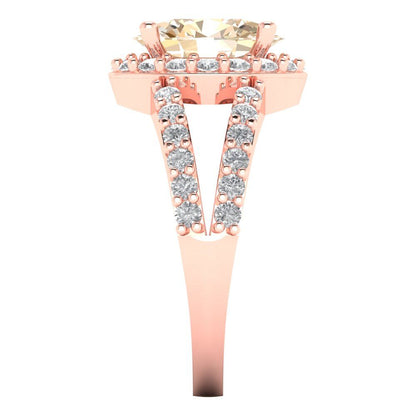 2.6 cttw Natural Morganite Solitaire with Zirconia Simulated Diamond Accents Engagement Ring - Solid Gold (Oval Cut,9x7mm)