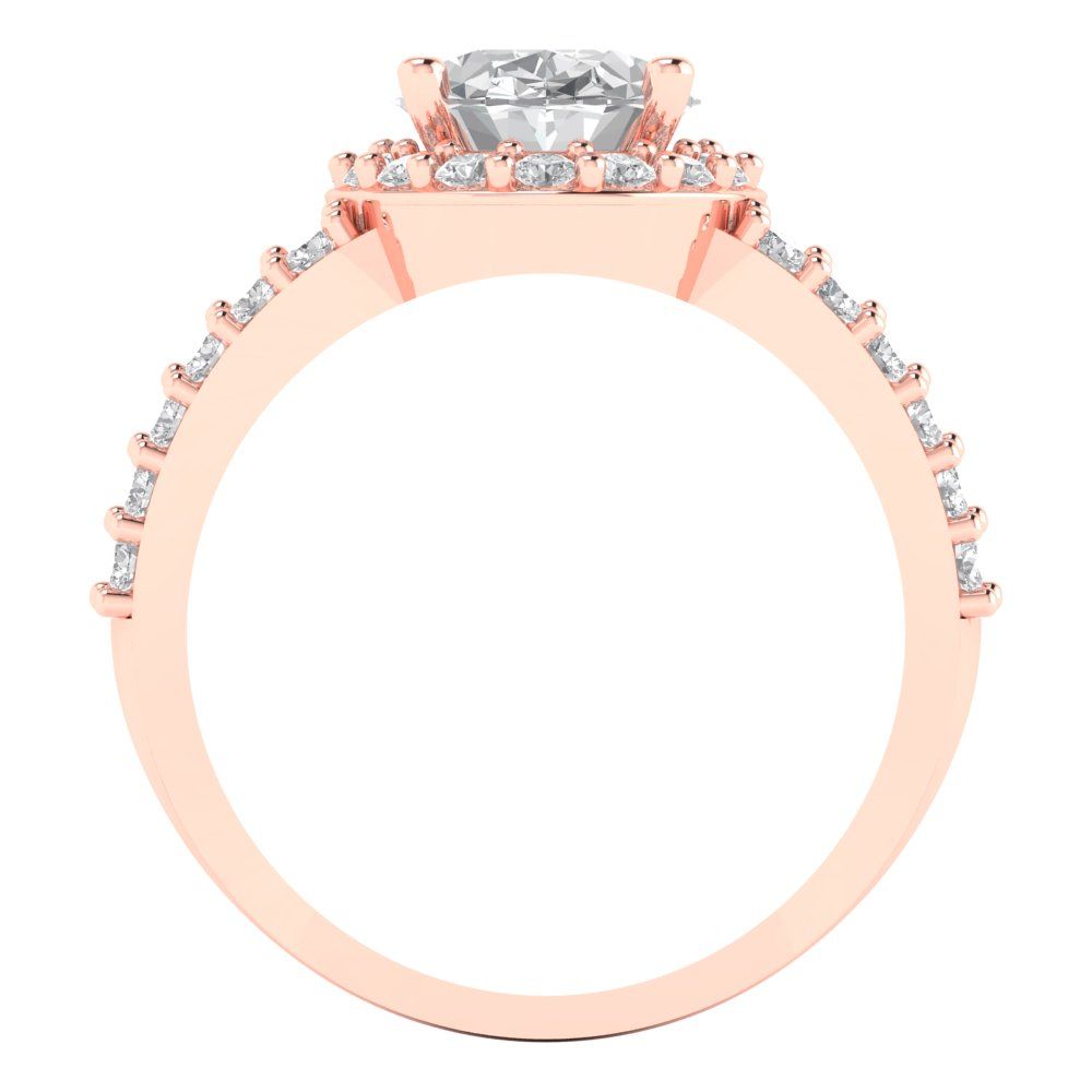 2.6 cttw Certified Moissanite Solitaire with Zirconia Simulated Diamond Accents Engagement Ring - Solid Gold (VVS1, D-F,Oval Cut,9x7mm)