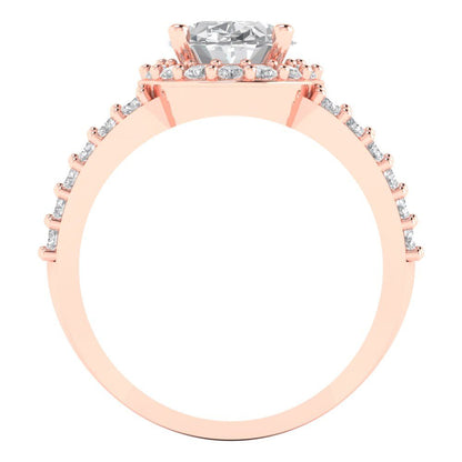 2.6 cttw Certified Moissanite Solitaire with Zirconia Simulated Diamond Accents Engagement Ring - Solid Gold (VVS1, D-F,Oval Cut,9x7mm)