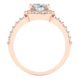 2.78 ct Brilliant Oval Cut Natural Diamond Stone Clarity SI1-2 Color G-H Rose Gold Halo Solitaire with Accents Ring
