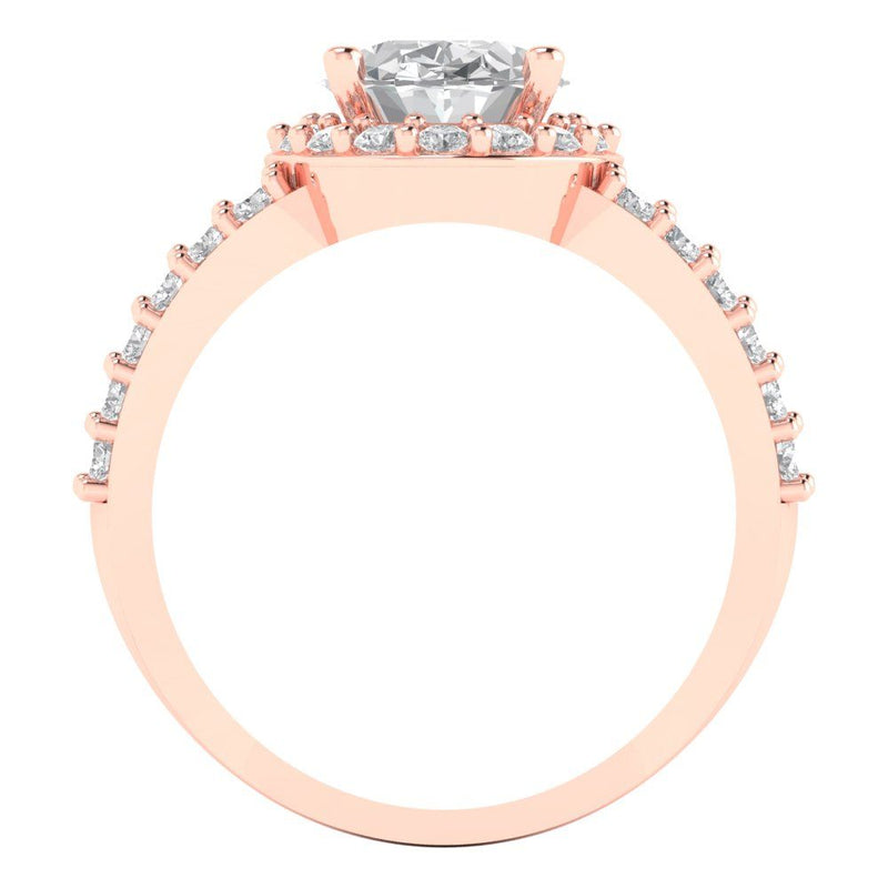 2.78 ct Brilliant Oval Cut Natural Diamond Stone Clarity SI1-2 Color G-H Rose Gold Halo Solitaire with Accents Ring
