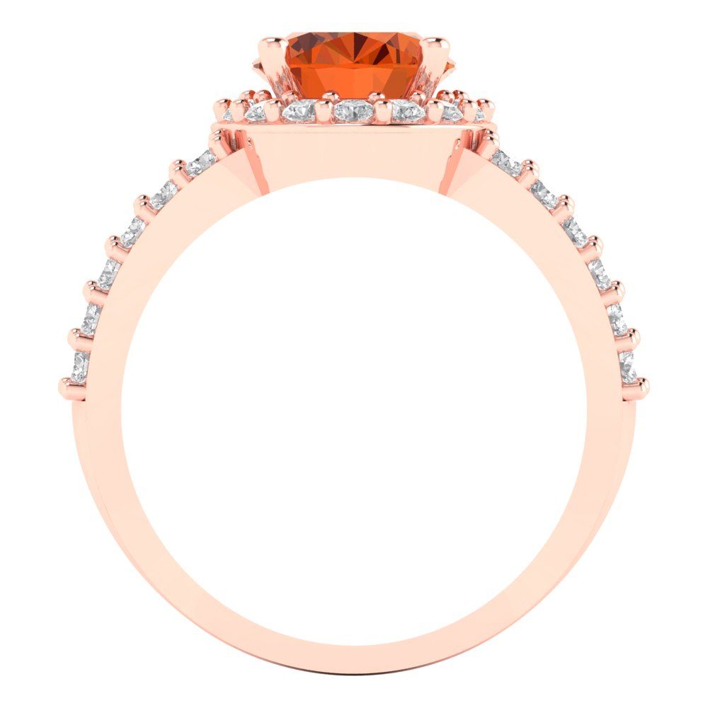 2.6 cttw Simulated Ruby Solitaire with Zirconia Simulated Diamond Accents Engagement Ring - Solid Rose Gold (VVS1, Oval Cut,9x7mm)