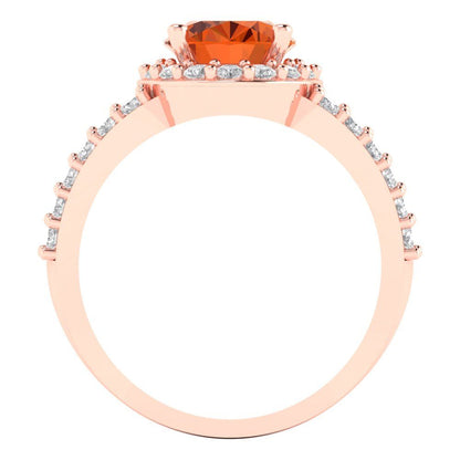 2.6 cttw Simulated Ruby Solitaire with Zirconia Simulated Diamond Accents Engagement Ring - Solid Rose Gold (VVS1, Oval Cut,9x7mm)