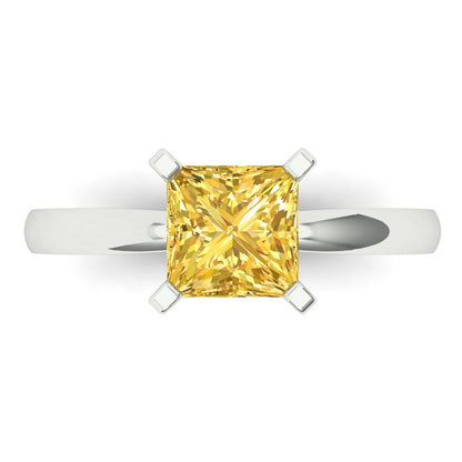 1.5 cttw Natural Citrine Solitaire  Engagement Ring - Solid Gold (Princess Cut,6.5mm)