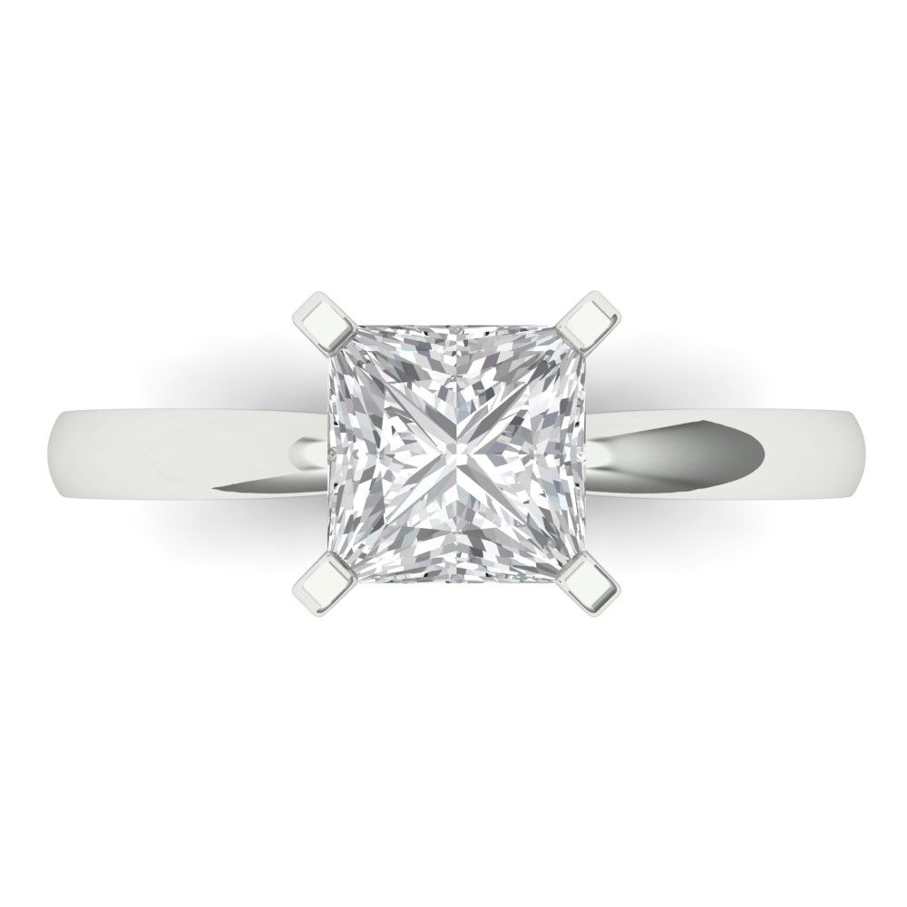 1.5 cttw Certified Moissanite Solitaire  Engagement Ring - Solid Gold (VVS1, D-F,Princess Cut,6.5mm)