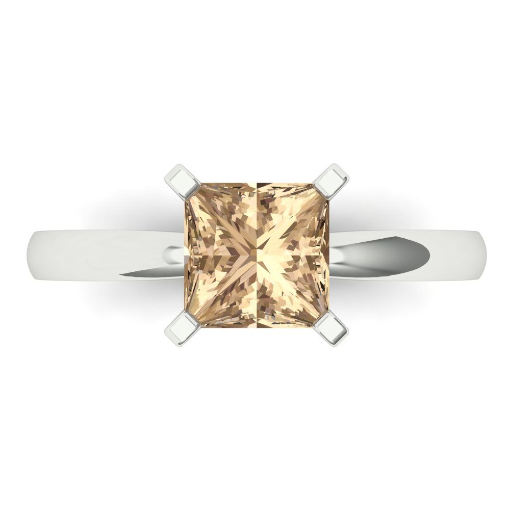 1.5 cttw Yellow Moissanite Solitaire  Engagement Ring - Solid Gold (Princess Cut,6.5mm)
