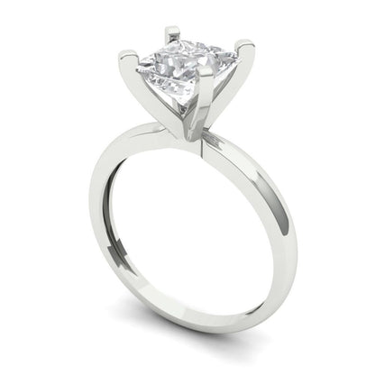 1.5 cttw White Sapphire Solitaire  Engagement Ring - Solid Gold (Princess Cut,6.5mm)
