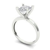 1.5 ct Brilliant Princess Cut Natural Diamond Stone Clarity SI1-2 Color G-H White Gold Solitaire Ring
