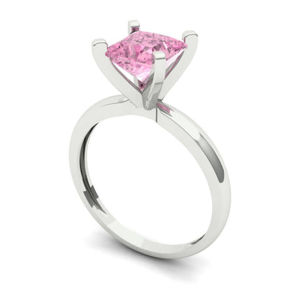1.5 cttw Zirconia Simulated Pink Diamond Solitaire  Engagement Ring - Solid Gold (VVS1, Princess Cut,6.5mm)