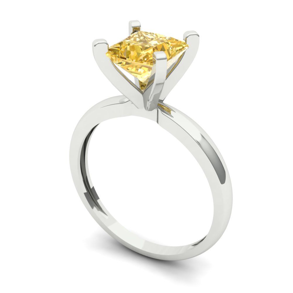 1.5 cttw Natural Citrine Solitaire  Engagement Ring - Solid Gold (Princess Cut,6.5mm)