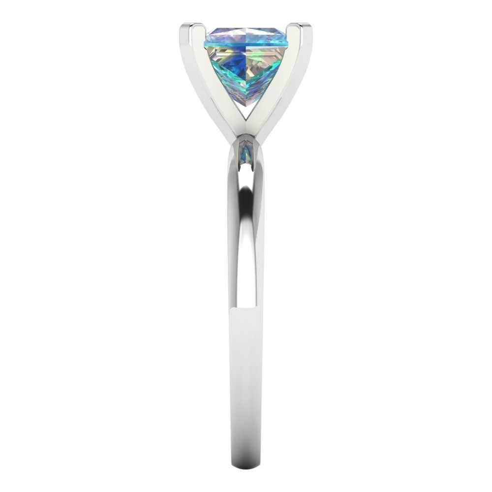 1.5 cttw Blue Moissanite Solitaire  Engagement Ring - Solid Gold (Princess Cut,6.5mm)