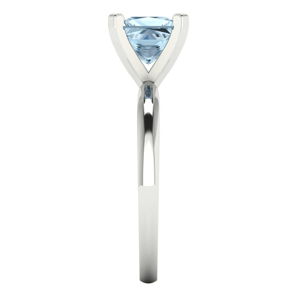 1.5 cttw Natural Sky Blue Topaz Solitaire  Engagement Ring - Solid Gold (Princess Cut,6.5mm)