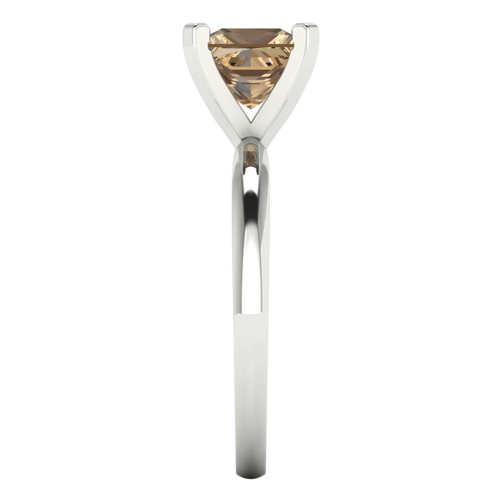 1.5 cttw Zirconia Simulated Champagne Diamond Solitaire  Engagement Ring - Solid Gold (VVS1, Princess Cut,6.5mm)