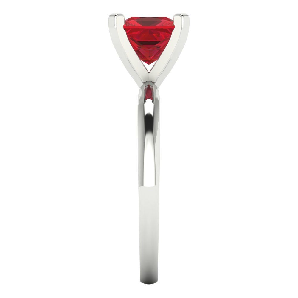 1.5 cttw Simulated Ruby Solitaire  Engagement Ring - Solid White Gold (VVS1, Princess Cut,6.5mm)