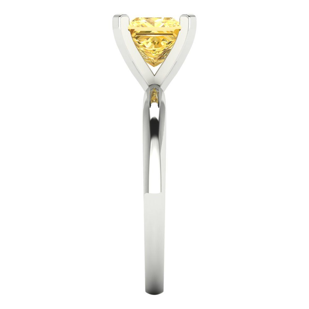 1.5 cttw Natural Citrine Solitaire  Engagement Ring - Solid Gold (Princess Cut,6.5mm)