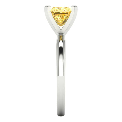 1.5 cttw Natural Citrine Solitaire  Engagement Ring - Solid Gold (Princess Cut,6.5mm)