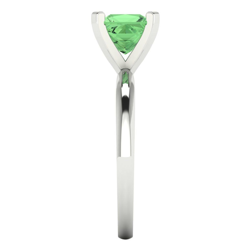 1.5 cttw Zirconia Simulated Green Diamond Solitaire  Engagement Ring - Solid Gold (VVS1, Princess Cut,6.5mm)
