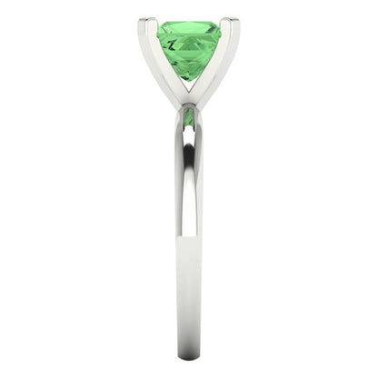 1.5 cttw Zirconia Simulated Green Diamond Solitaire  Engagement Ring - Solid Gold (VVS1, Princess Cut,6.5mm)