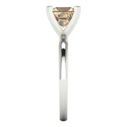 1.5 cttw Yellow Moissanite Solitaire  Engagement Ring - Solid Gold (Princess Cut,6.5mm)