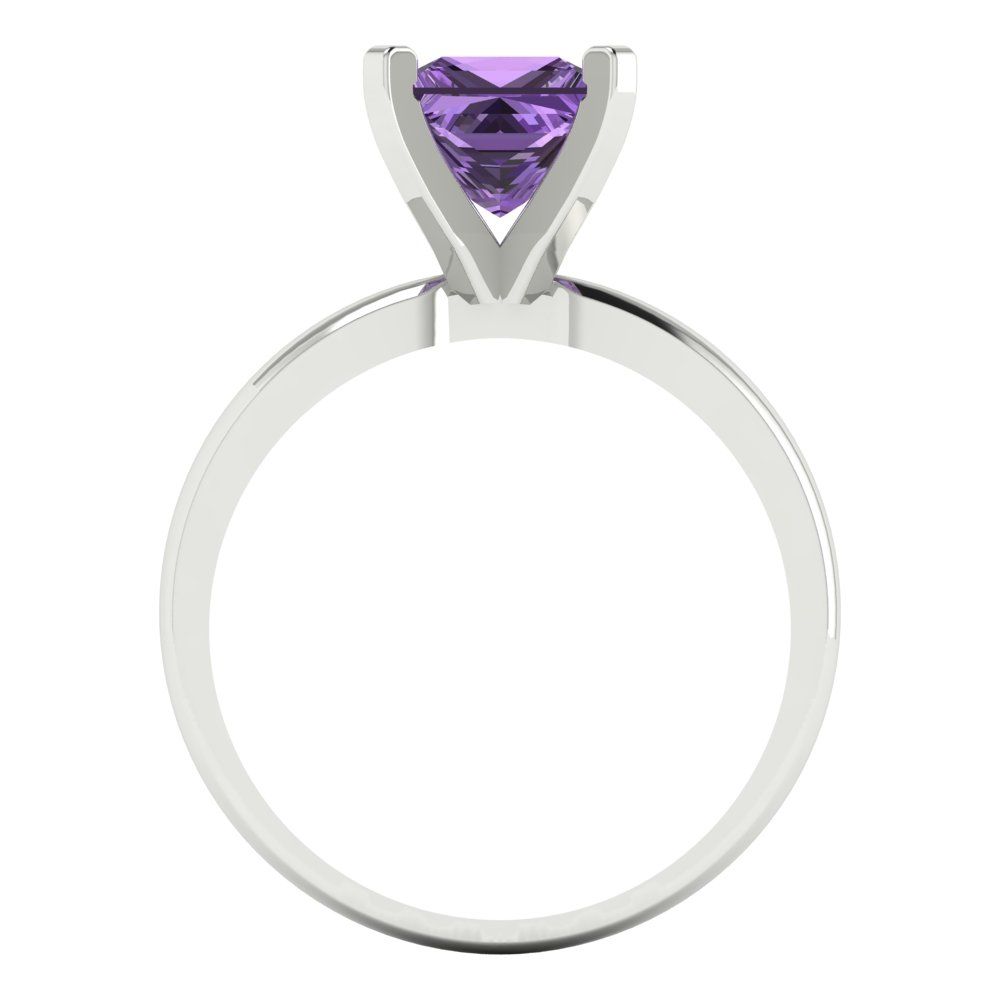 1.5 cttw Simulated Alexandrite Solitaire  Engagement Ring - Solid Gold (Princess Cut,6.5mm)