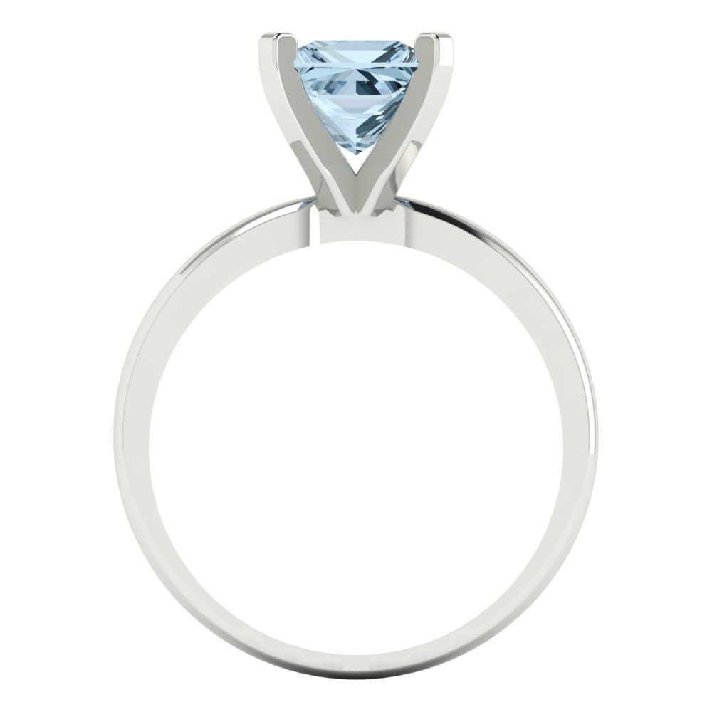 1.5 cttw Zirconia Simulated Blue Diamond Solitaire  Engagement Ring - Solid Gold (VVS1, Princess Cut,6.5mm)