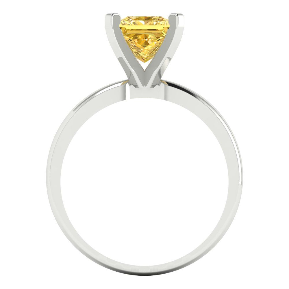 1.5 cttw Natural Citrine Solitaire  Engagement Ring - Solid Gold (Princess Cut,6.5mm)