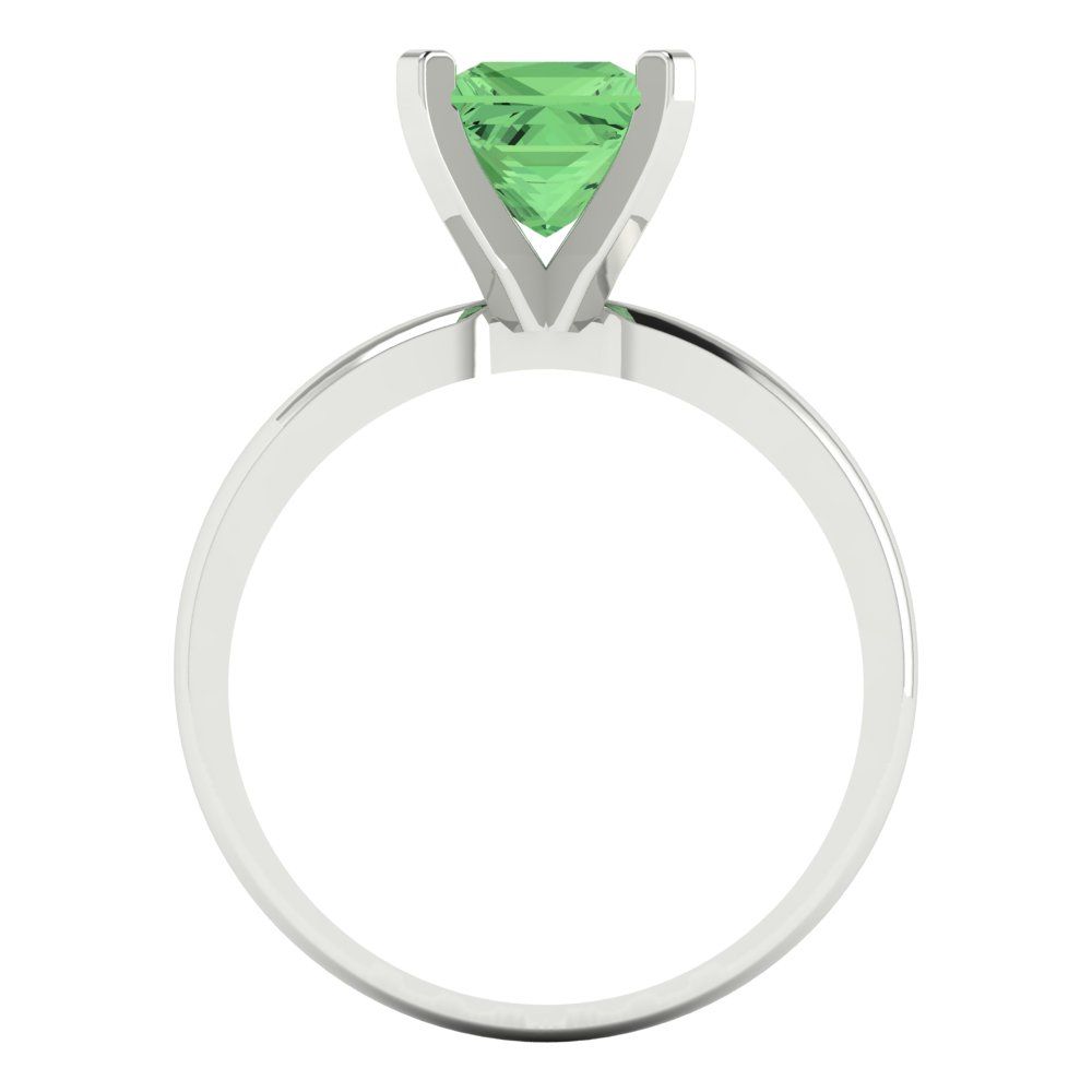 1.5 cttw Zirconia Simulated Green Diamond Solitaire  Engagement Ring - Solid Gold (VVS1, Princess Cut,6.5mm)