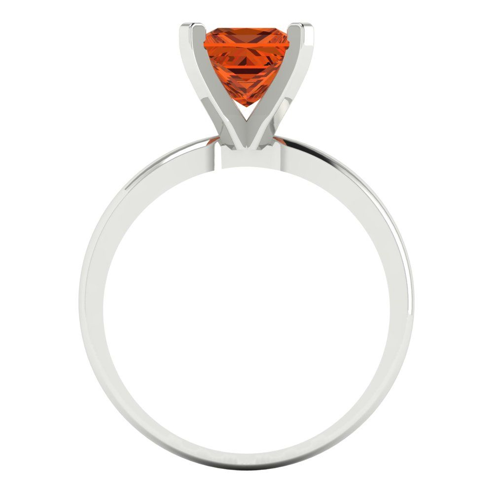 1.5 cttw Simulated Ruby Solitaire  Engagement Ring - Solid White Gold (VVS1, Princess Cut,6.5mm)