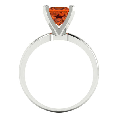 1.5 cttw Simulated Ruby Solitaire  Engagement Ring - Solid White Gold (VVS1, Princess Cut,6.5mm)