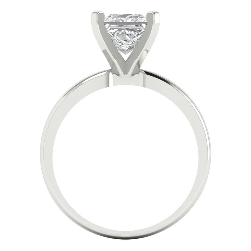 1.5 ct Brilliant Princess Cut Natural Diamond Stone Clarity SI1-2 Color G-H White Gold Solitaire Ring