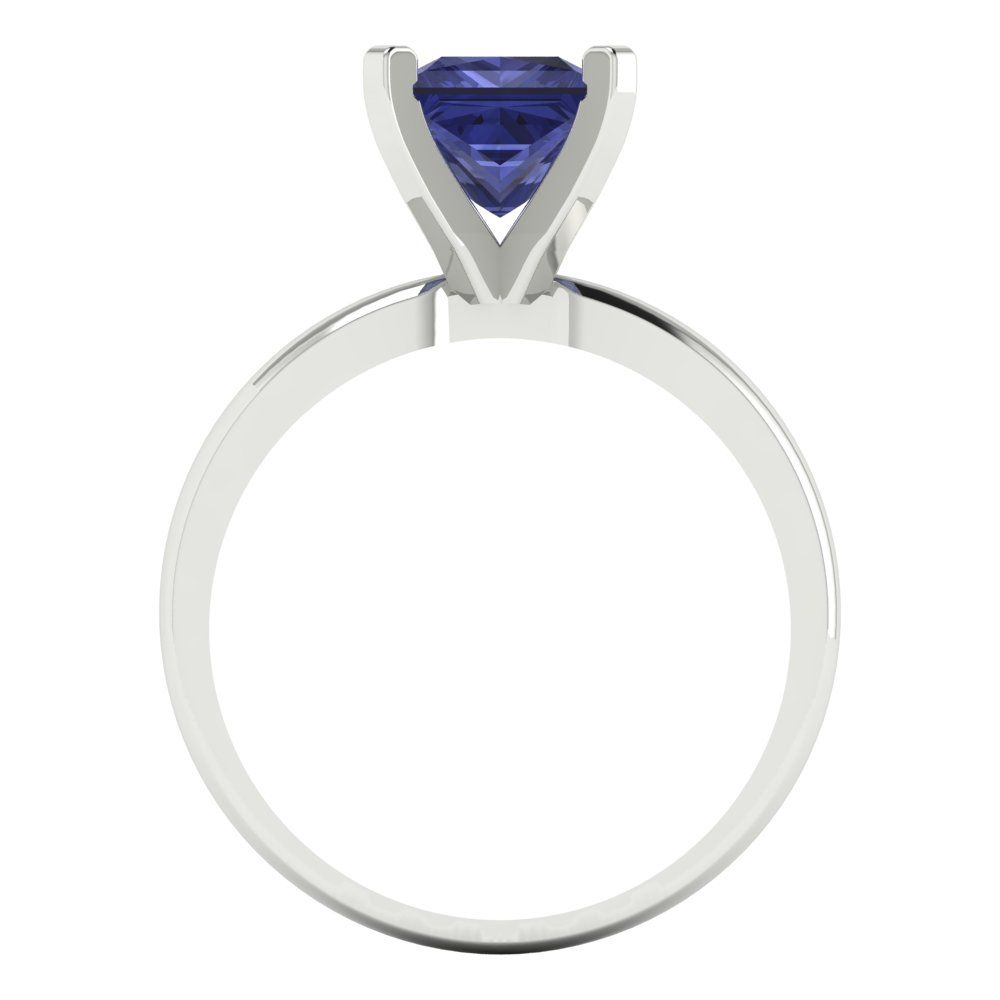 1.5 cttw Simulated Tanzanite Solitaire  Engagement Ring - Solid Gold (Princess Cut,6.5mm)