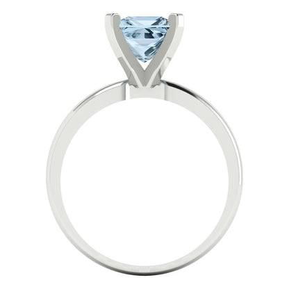 1.5 cttw Natural Swiss Blue Topaz Solitaire  Engagement Ring - Solid Gold (Princess Cut,6.5mm)