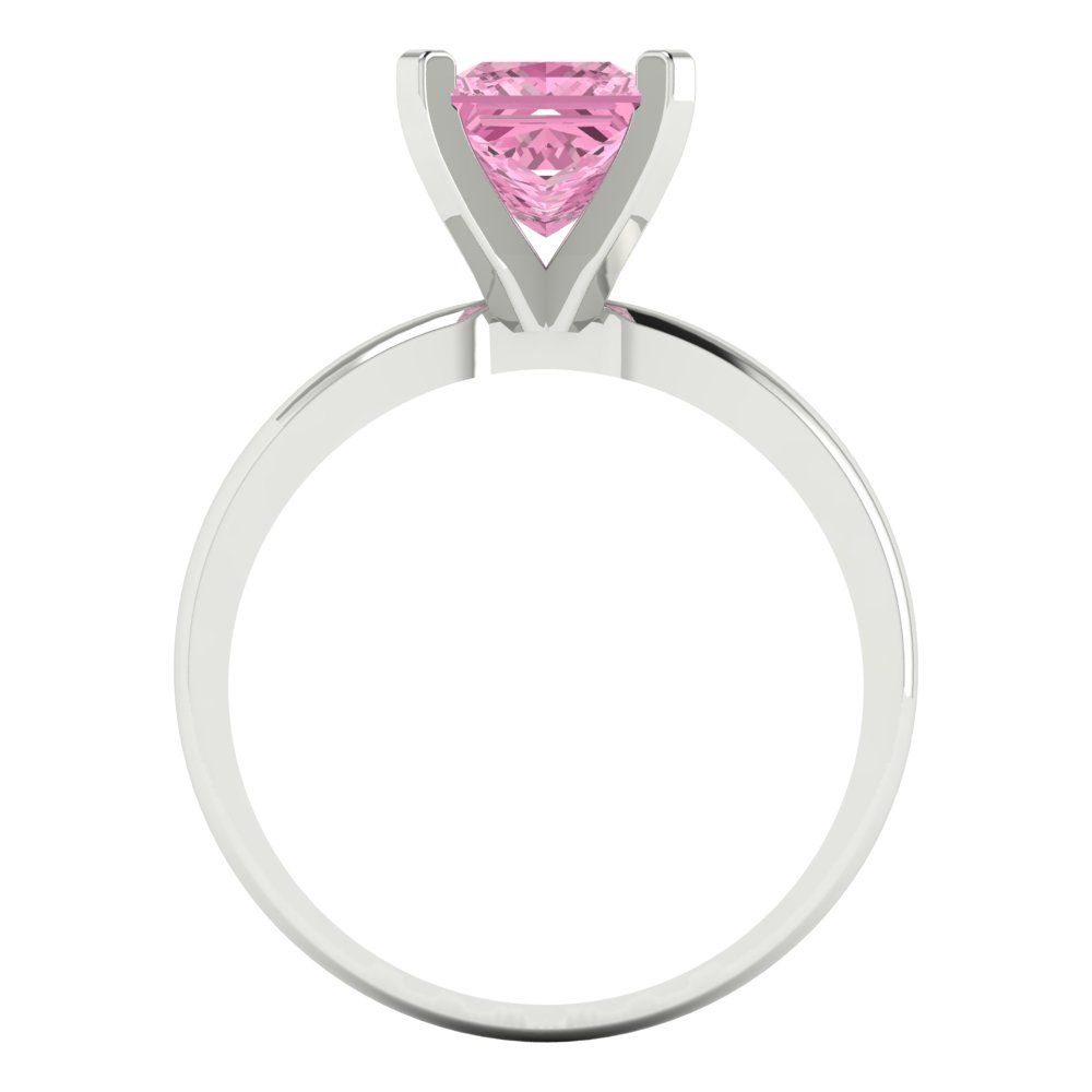 1.5 cttw Zirconia Simulated Pink Diamond Solitaire  Engagement Ring - Solid Gold (VVS1, Princess Cut,6.5mm)