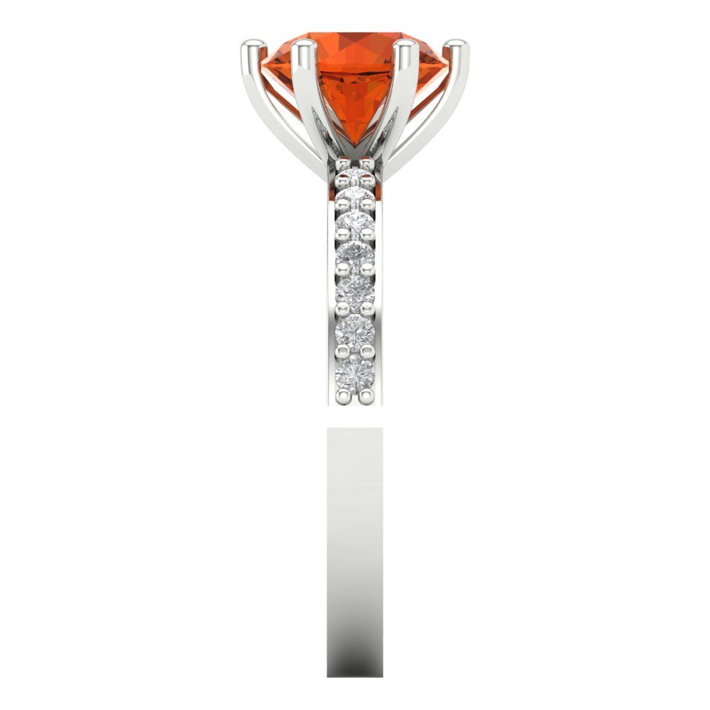 1.71 cttw Zirconia Simulated Red Diamond Solitaire with Zirconia Simulated Diamond Accents Engagement Ring - Solid Gold (VVS1, Round Cut,7.5mm)