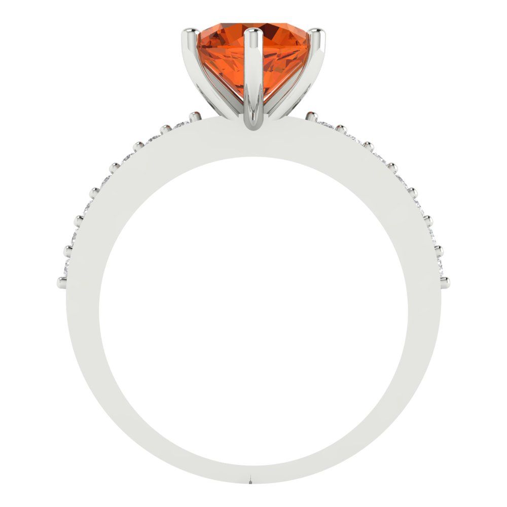 1.71 cttw Zirconia Simulated Red Diamond Solitaire with Zirconia Simulated Diamond Accents Engagement Ring - Solid Gold (VVS1, Round Cut,7.5mm)