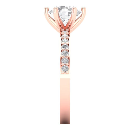 1.71 cttw White Sapphire Solitaire with Zirconia Simulated Diamond Accents Engagement Ring - Solid Gold (Round Cut,7.5mm)