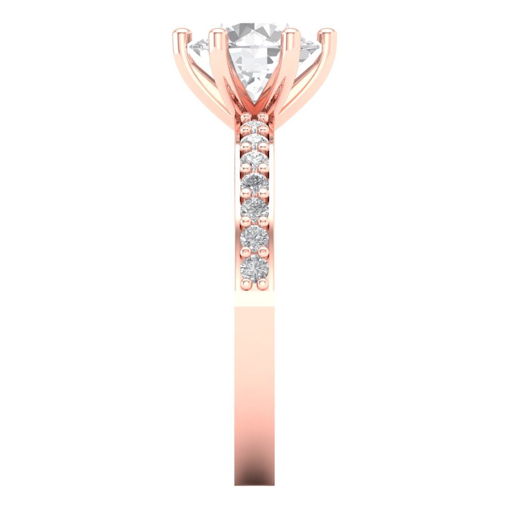 1.71 cttw Certified Moissanite Solitaire with Zirconia Simulated Diamond Accents Engagement Ring - Solid Gold (VVS1, D-F,Round Cut,7.5mm)