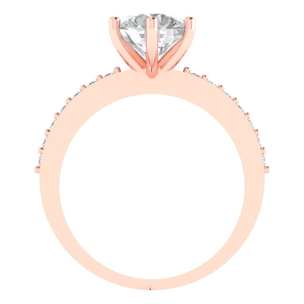 1.71 cttw White Sapphire Solitaire with Zirconia Simulated Diamond Accents Engagement Ring - Solid Gold (Round Cut,7.5mm)