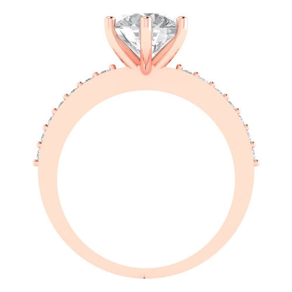 1.71 cttw White Sapphire Solitaire with Zirconia Simulated Diamond Accents Engagement Ring - Solid Gold (Round Cut,7.5mm)