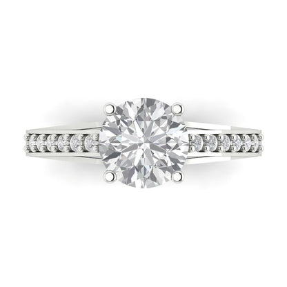 2.21 cttw Zirconia Simulated Diamond Solitaire with Zirconia Simulated Diamond Accents Engagement Ring - Solid Gold (VVS1, Round Cut,8.0mm)