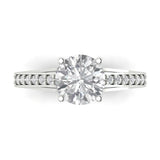 2.21 ct Brilliant Round Cut Natural Diamond Stone Clarity SI1-2 Color G-H White Gold Solitaire with Accents Ring