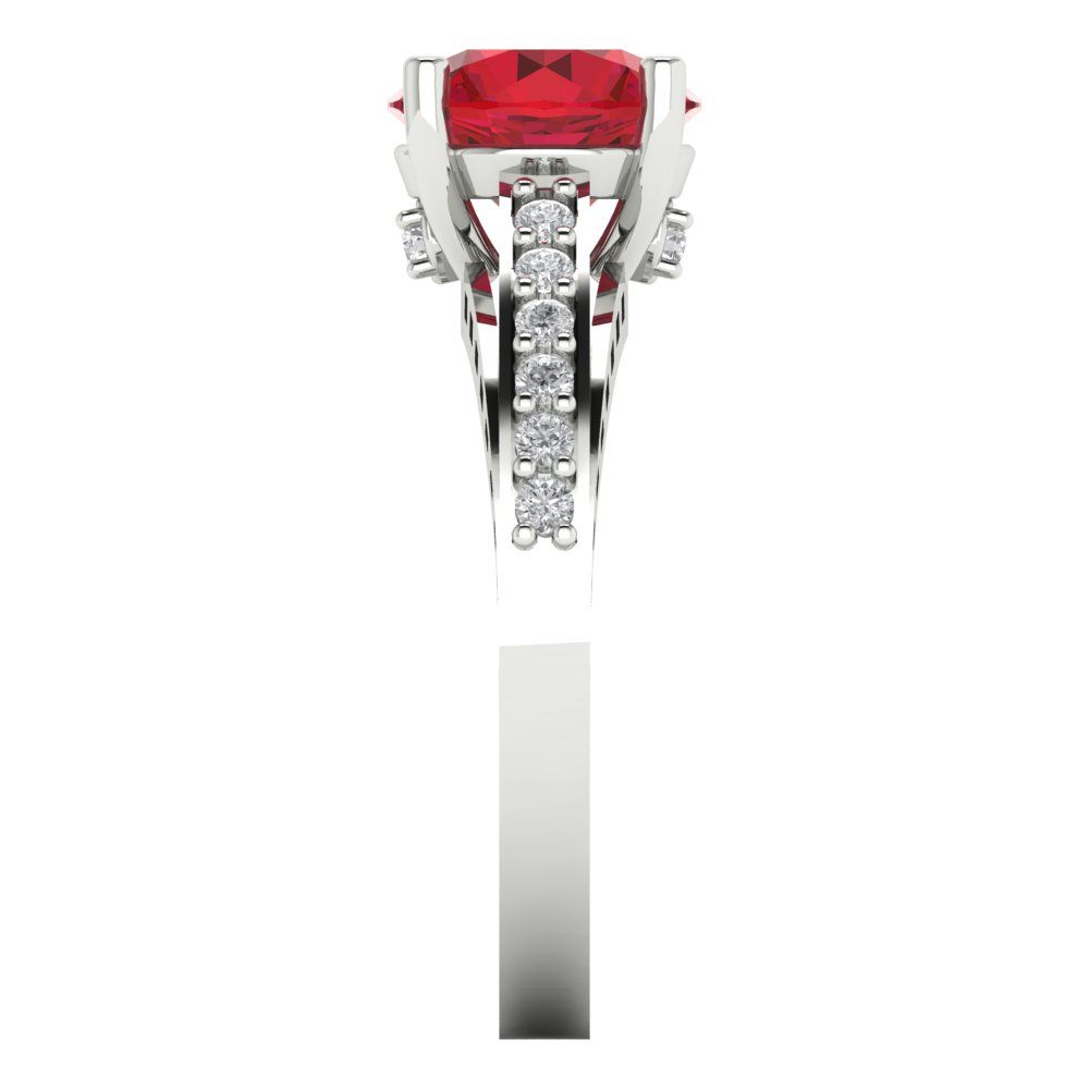 2.21 cttw Simulated Pink Tourmaline Solitaire with Zirconia Simulated Diamond Accents Engagement Ring - Solid Gold (Round Cut,8.0mm)