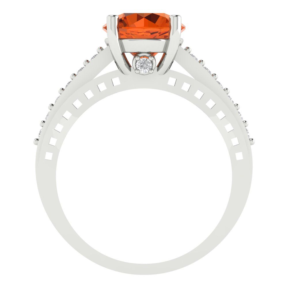 2.21 cttw Simulated Pink Tourmaline Solitaire with Zirconia Simulated Diamond Accents Engagement Ring - Solid Gold (Round Cut,8.0mm)