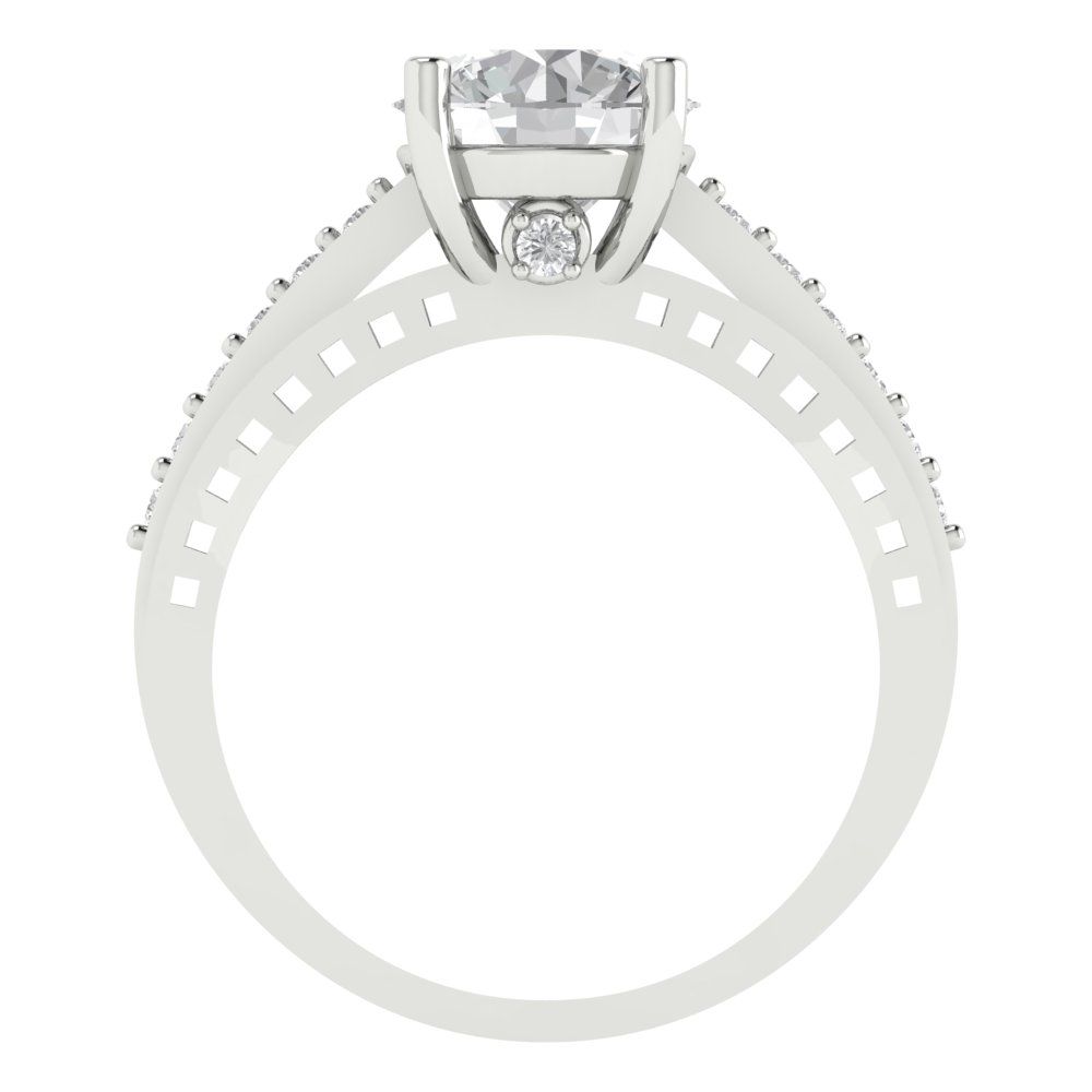 2.21 cttw Certified Moissanite Solitaire with Zirconia Simulated Diamond Accents Engagement Ring - Solid Gold (VVS1, D-F,Round Cut,8.0mm)