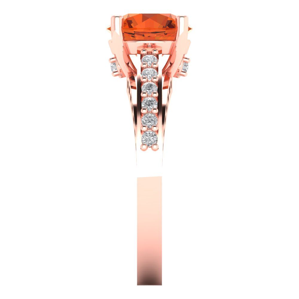 2.21 cttw Zirconia Simulated Red Diamond Solitaire with Zirconia Simulated Diamond Accents Engagement Ring - Solid Gold (VVS1, Round Cut,8.0mm)